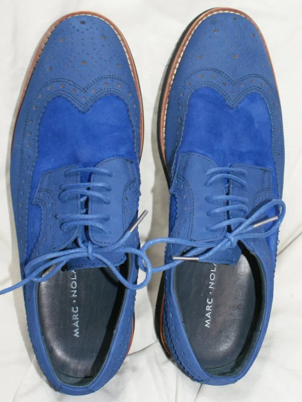 Marc Nolan Cobalt Blue Suede Oxfords - Size 6 men's - EUC